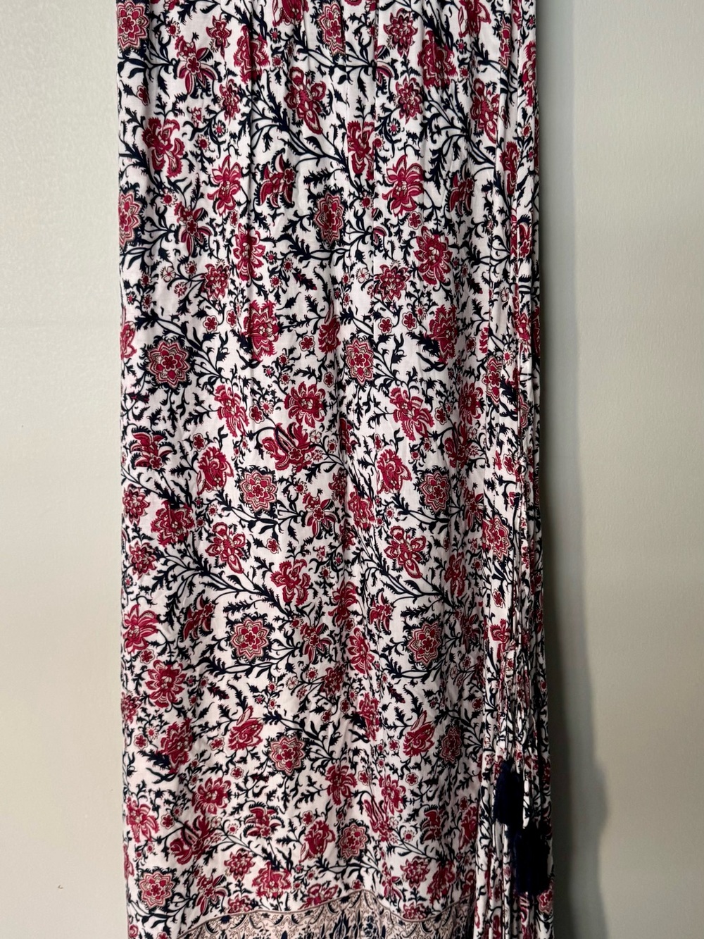 Lizard Thicket White Maxi Skirt with Pink & Black Floral Print